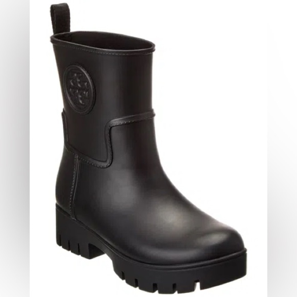 Tory Burch Lug Sole Ankle Rubber Rainboots in Black Size 11 Rain boots